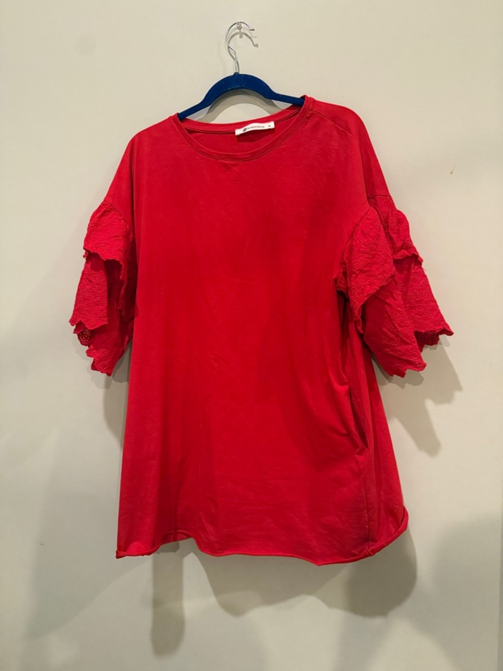The Impeccable Pig Red Ruffle Sleeve Tee